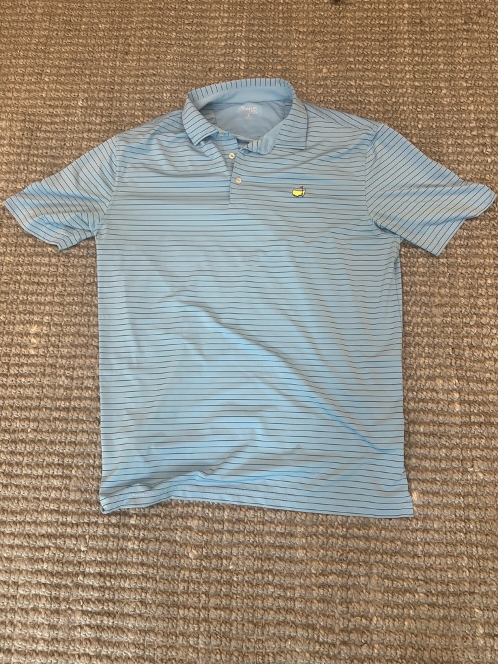 Masters Sky Blue Polo with Thin Navy Stripes